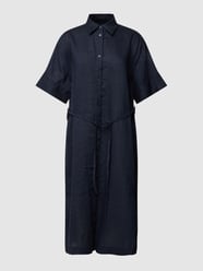 Hemdblusenkleid aus Leinen mit Bindegürtel von Gant Blau / Türkis - 27