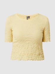 T-shirt krótki z tkaną fakturą model ‘Harlow’ od Pieces Żółty - 11