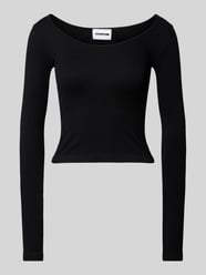 Longsleeve mit U-Boot-Aussschnitt Modell 'SOFINA' von Noisy May Schwarz - 3