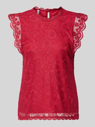 Bluzka bez rękawów o kroju shaped fit z obszyciem koronką, model „OLLINE” od PIECES - 32