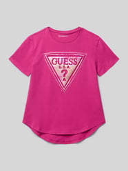 t-shirt z obszyciem z kamieni stras i nadrukiem z logo od GUESS - 30