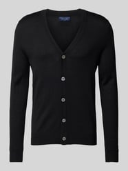 Slim Fit Cardigan aus Woll-Mix mit V-Ausschnitt von Christian Berg Men Schwarz - 28