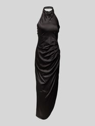 Abendkleid mit seitlicher Raffung von Unique Schwarz - 3