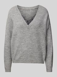 Regular Fit Strickpullover mit Spitzenbesatz Modell 'MANIFESTA' von Only Grau - 29