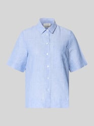 Bluzka lniana o kroju regular fit z kołnierzykiem koszulowym od Christian Berg Woman - 36