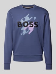 Sweatshirt mit Label-Stitching Modell 'Soleri' von BOSS Blau - 35
