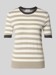 Strickshirt aus Viskose-Mix mit Streifenmuster von Jake*s Casual Beige - 8