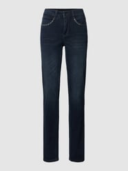 Slim Fit Jeans mit Zierbesatz Modell 'Angela' von MAC Blau / Türkis - 46