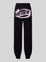 Regular fit sweatpants met labelprint van Review - 5