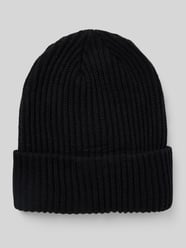 Beanie aus Rippstrick mit Umschlag Modell  'HEXO' von Pieces Schwarz - 45