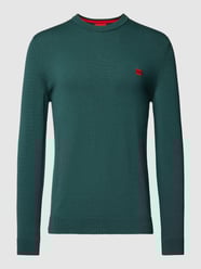 Pullover mit Label-Stitching Modell 'San Cassius' von HUGO Grün - 40