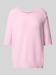 Oversized Strickpullover mit Rundhalsausschnitt von Milano Italy Pink - 16