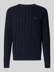 Gebreide pullover met kabelpatroon en labelstitching van Fynch-Hatton - 33