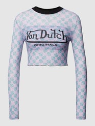 Kort shirt met lange mouwen en all-over logomotief, model 'AKELA' van Von Dutch Roze - 4