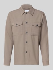 Relaxed Fit Hemdjacke mit Kentkragen und Brusttaschen von Lindbergh Beige - 1
