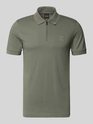 Koszulka polo z mieszanki bawełny o kroju slim fit model 'PASSERZIP' od BOSS Orange - 4
