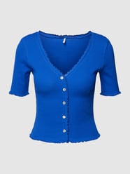 T-shirt met geschulpte zoom, model 'LAILA' van Only Blauw / turquoise - 15