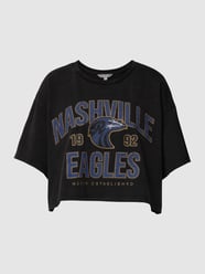 Cropped T-Shirt mit Statement-Print von REVIEW Schwarz - 47