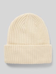 Beanie aus Rippstrick mit Umschlag Modell  'HEXO' von Pieces Beige - 44