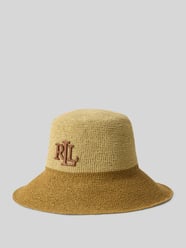 Hoed van stro vlechtwerk met logo-applicatie van Lauren Ralph Lauren Beige - 42