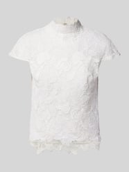 Bluzka o kroju slim fit z koronką szydełkową od Luxuar - 29