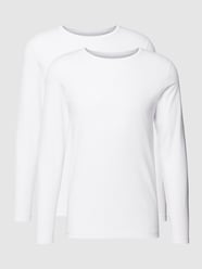 Longsleeve mit geripptem Rundhalsausschnitt im 2er-Pack von RAGMAN Weiß - 44