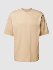 Loose Fit T-Shirt mit geripptem Rundhalsausschnitt von Tom Tailor Beige - 27