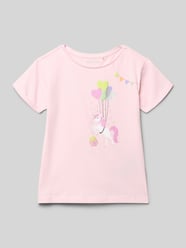 t-shirt z okrągłym dekoltem i nadrukiem z motywem od Blue Seven Fuksjowy - 40