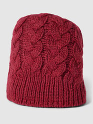 Beanie met kabelpatroon, model 'Beanie mit Zopfstrickmuster' van Seeberger Fuchsia - 11