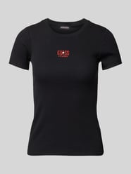 Slim Fit T-Shirt mit Label-Stitching von Guess Jeans Schwarz - 1