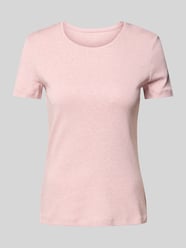 T-shirt z prążkowanym okrągłym dekoltem od Christian Berg Woman Fuksjowy - 24