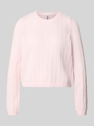 Regular Fit Pullover mit gerippten Ärmelbündchen Modell 'ADA' von PIECES Pink - 6