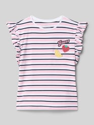 t-shirt z falbanami i logo od GUESS - 35