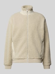 Slim Fit Sweatjacke in Teddyfell-Optik Modell 'ZE_COZISOLID' von BOSS Orange Beige - 32
