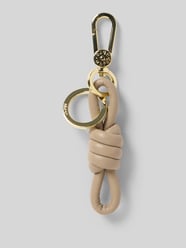 Sleutelhanger van echt leer met label in reliëf van Abro Beige - 11