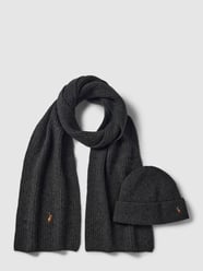 Schal und Mütze im Set mit Label-Stitching von Polo Ralph Lauren Grau - 1
