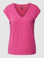 T-shirt met V-hals, model 'KAMALA' van Pieces Fuchsia - 30