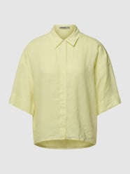 Blouse met korte mouwen van linnen, model 'Therry' van Drykorn Geel - 44