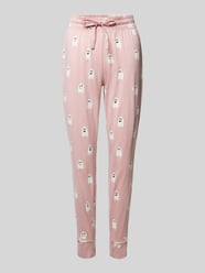 Tapered Fit Pyjama-Hose mit Motiv-Print von Jake*s Casual Rosa - 25