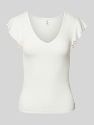 T-Shirt mit V-Ausschnitt Modell 'BELIA' von Only Beige - 24