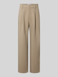 Wide leg bandplooibroek met viscosemix van Jake*s Studio Men Beige - 5