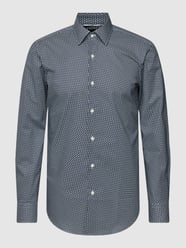 Business-Hemd mit Allover-Muster von BOSS Slim Fit Blau - 47