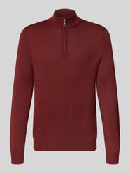 Slim Fit gebreide pullover van wolmix met schipperskraag van Christian Berg Men Bordeaux - 24