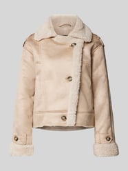 Regular fit jack in leerlook met voering van teddybont, model 'YLVA' van Only Beige - 5