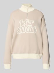 Oversized gebreide pullover met opstaande kraag, model 'Charis' van LeGer by Lena Gercke Beige - 14