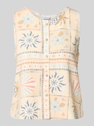 Blusentop aus Viskose-Leinen-Mix mit Knopfleiste von Jake*s Casual Beige - 10