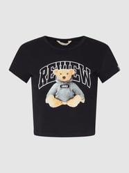 Cropped T-Shirt mit Statement-Print von REVIEW Grau / Schwarz - 40