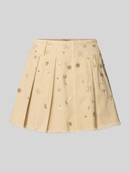 Faltenrock mit Pailletten, Perlen und Ziersteinbesatz von Liu Jo White Beige - 15