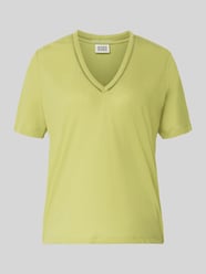 damski t-shirt o kroju regular fit z mieszanki lnu z dekoltem w serek od Scotch & Soda - 7