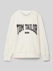 Sweatshirt mit Label-Schriftzug von Tom Tailor Beige - 4